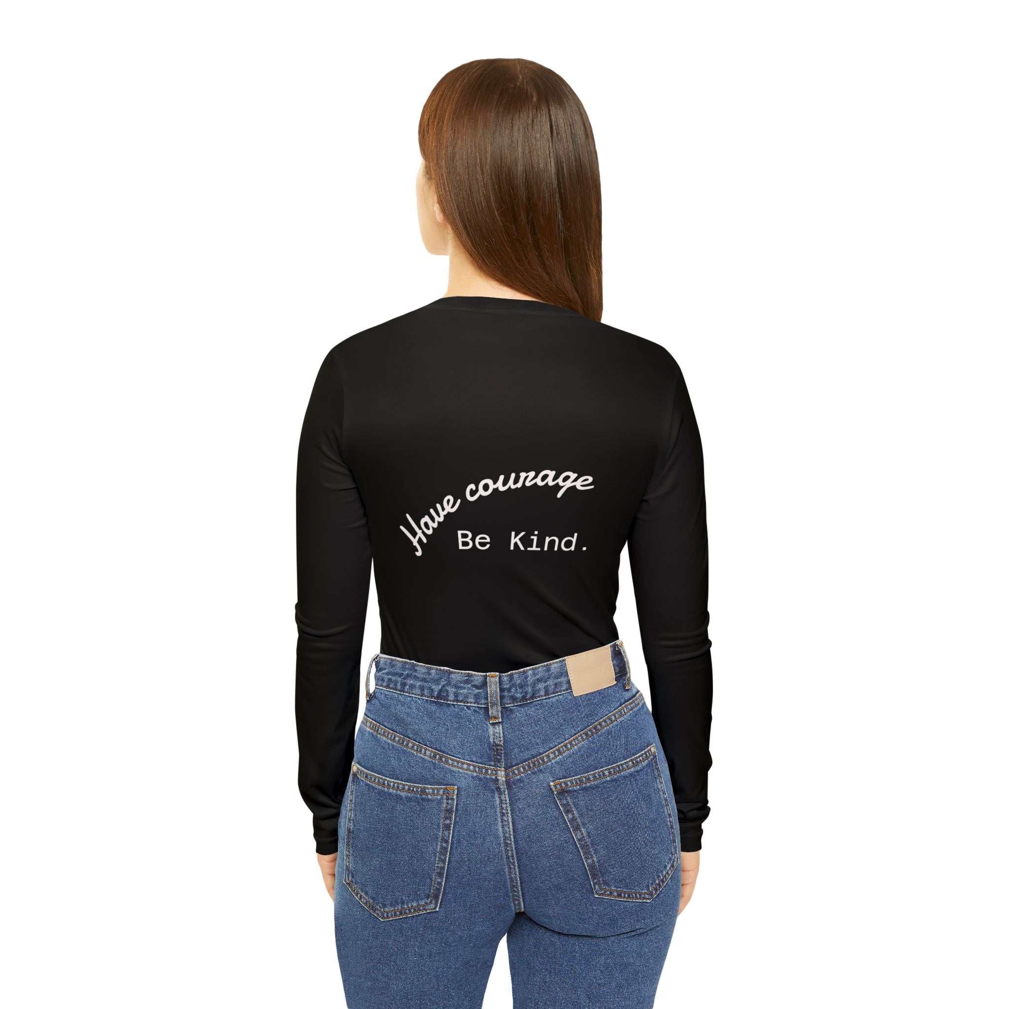 Women's V-Neck Long Sleeve Shirt — 'Wild at Heart' Wolf Graphic